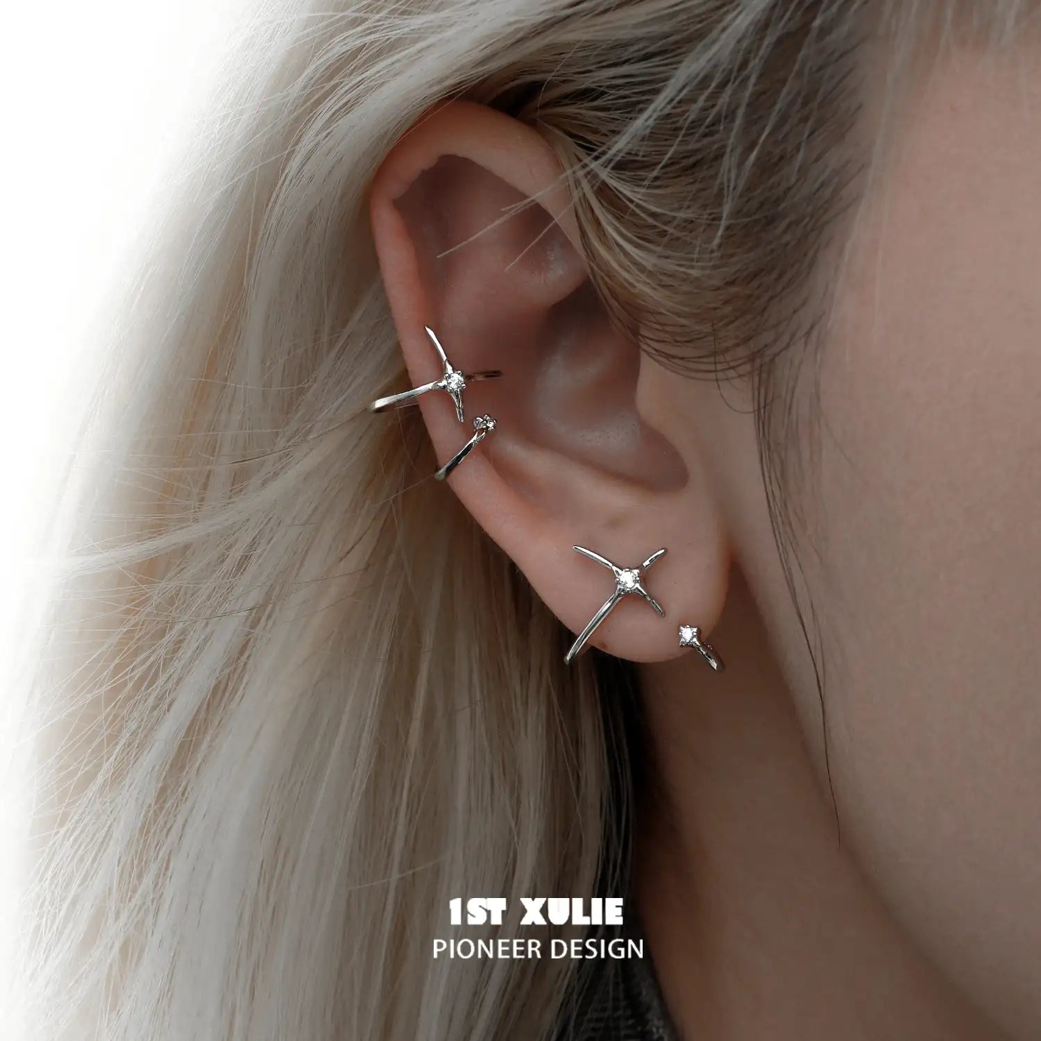 Star Trails S925 스털링 실버 불규칙 행성 궤도 이어클립 이어클립™