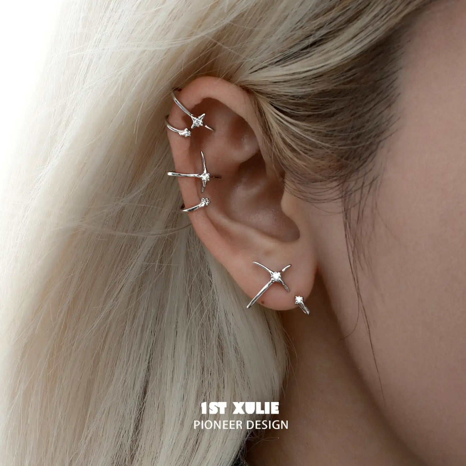 Star Trails S925 스털링 실버 불규칙 행성 궤도 이어클립 이어클립™