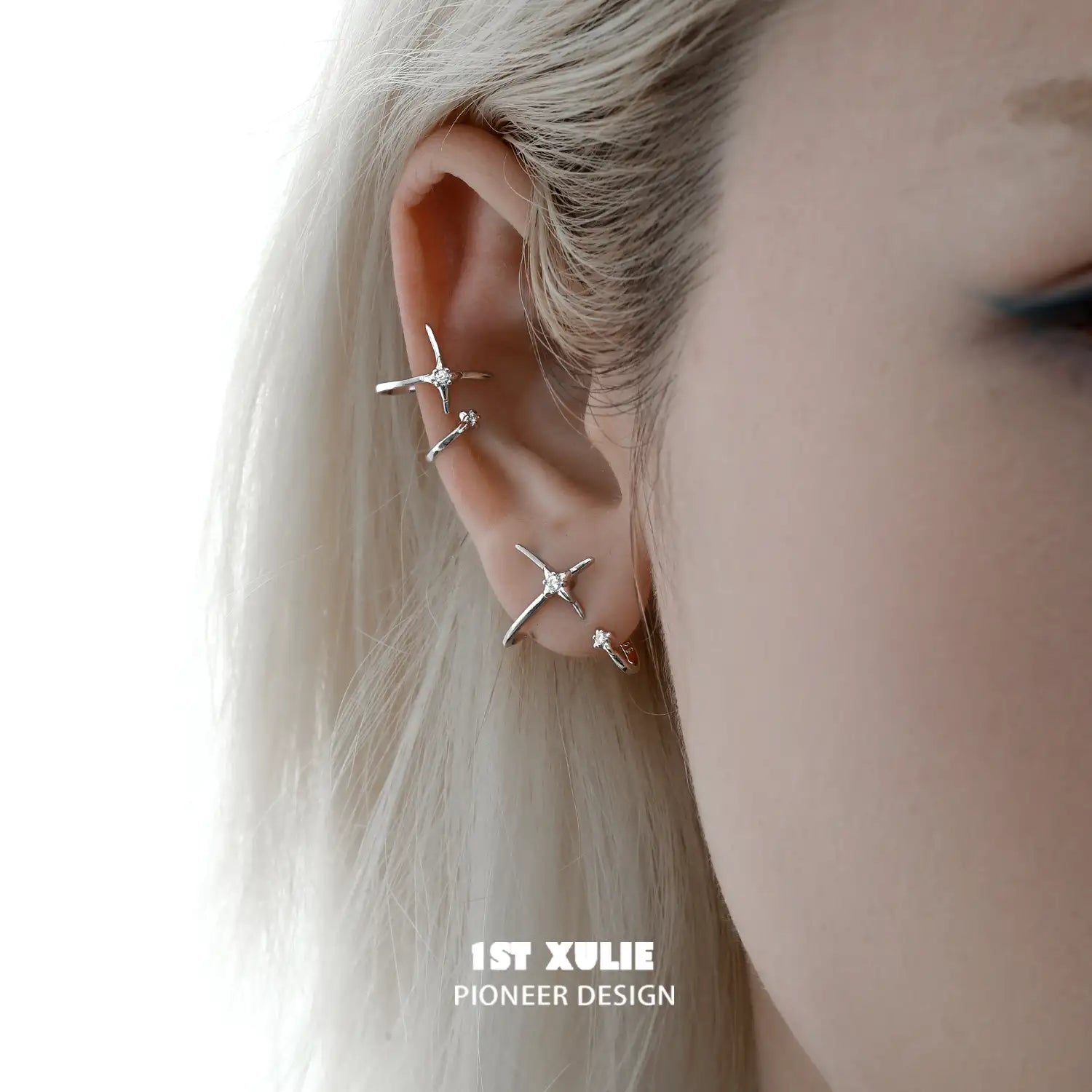 Star Trails S925 스털링 실버 불규칙 행성 궤도 이어클립 이어클립™