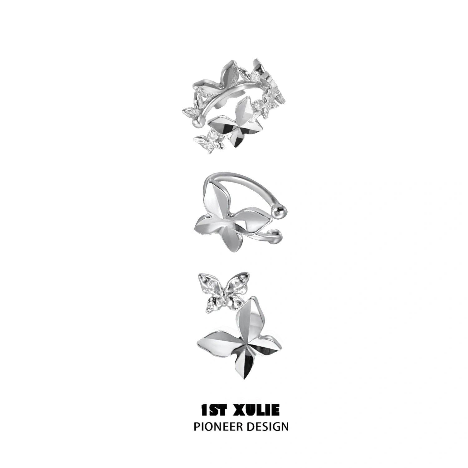 화이트플라이 S925 스털링 실버/18K 플래티넘 도금 버터플라이 이어링 &amp; 귀걸이™