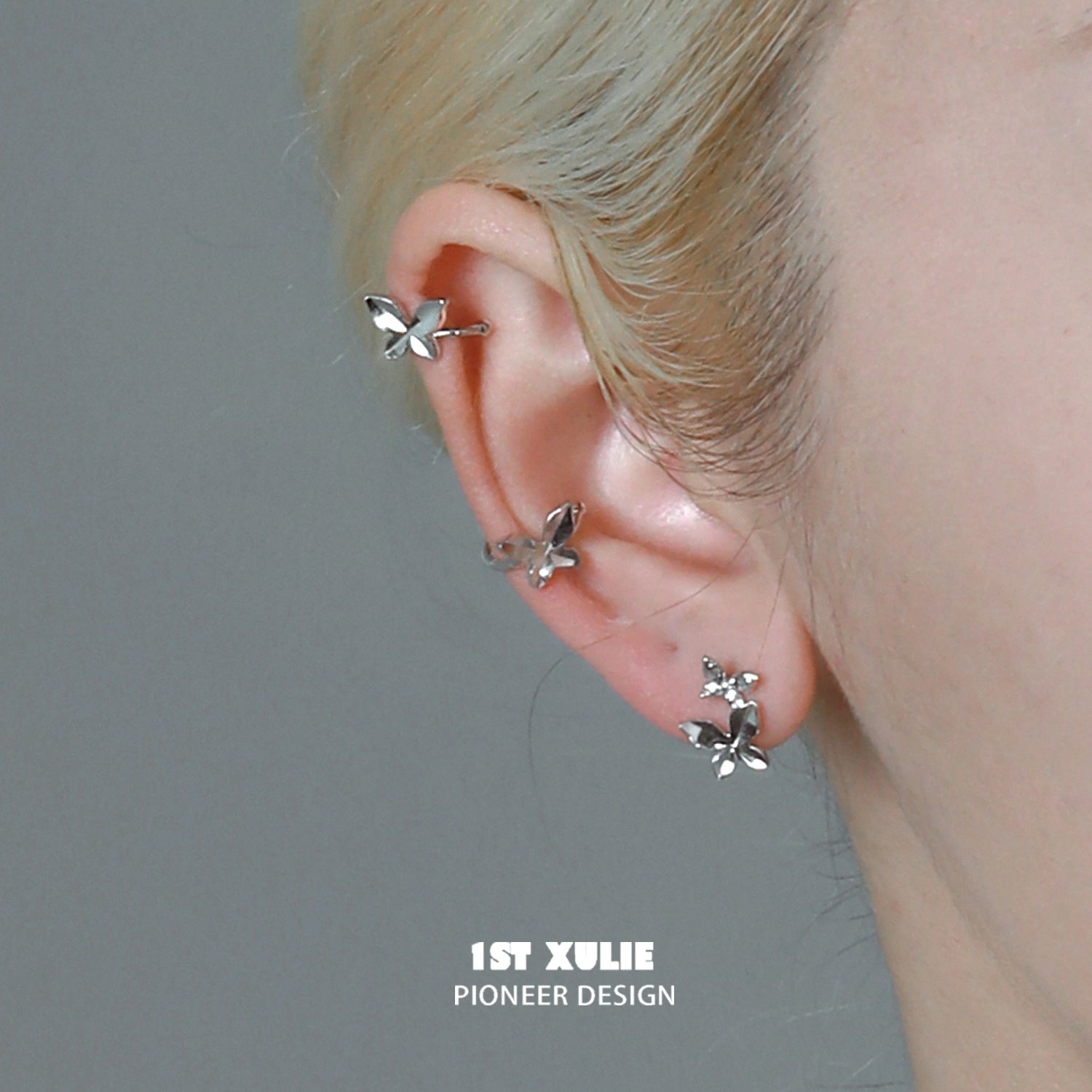 화이트플라이 S925 스털링 실버/18K 플래티넘 도금 버터플라이 이어링 &amp; 귀걸이™
