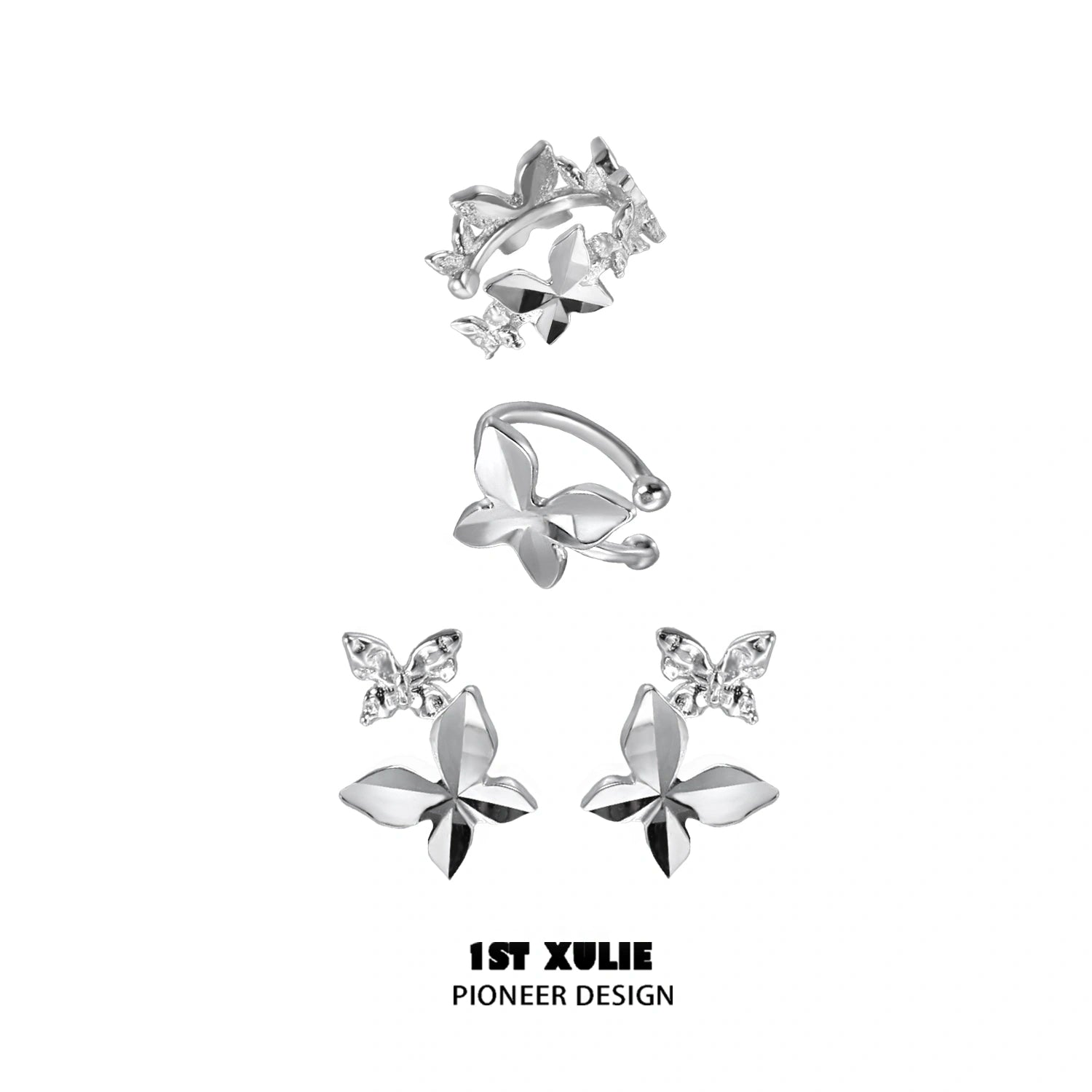 화이트플라이 S925 스털링 실버/18K 플래티넘 도금 버터플라이 이어링 &amp; 귀걸이™
