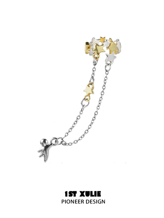 Wishtar 18K Platinum Plating Star ＆ Chain Earclips Ear Clips™