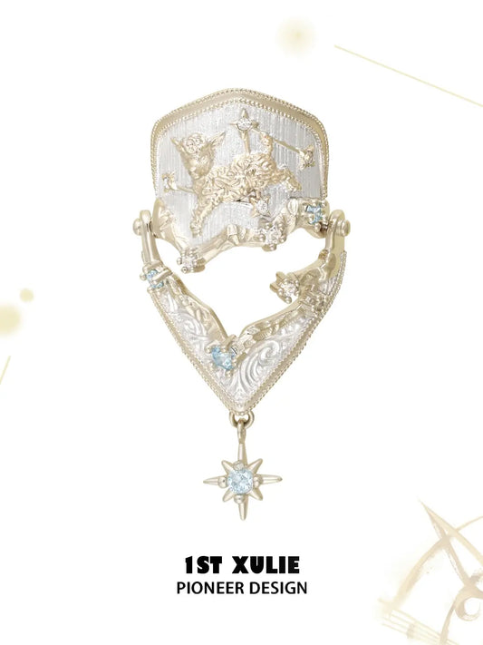 Aries armor ring displayed against a pale celestial background