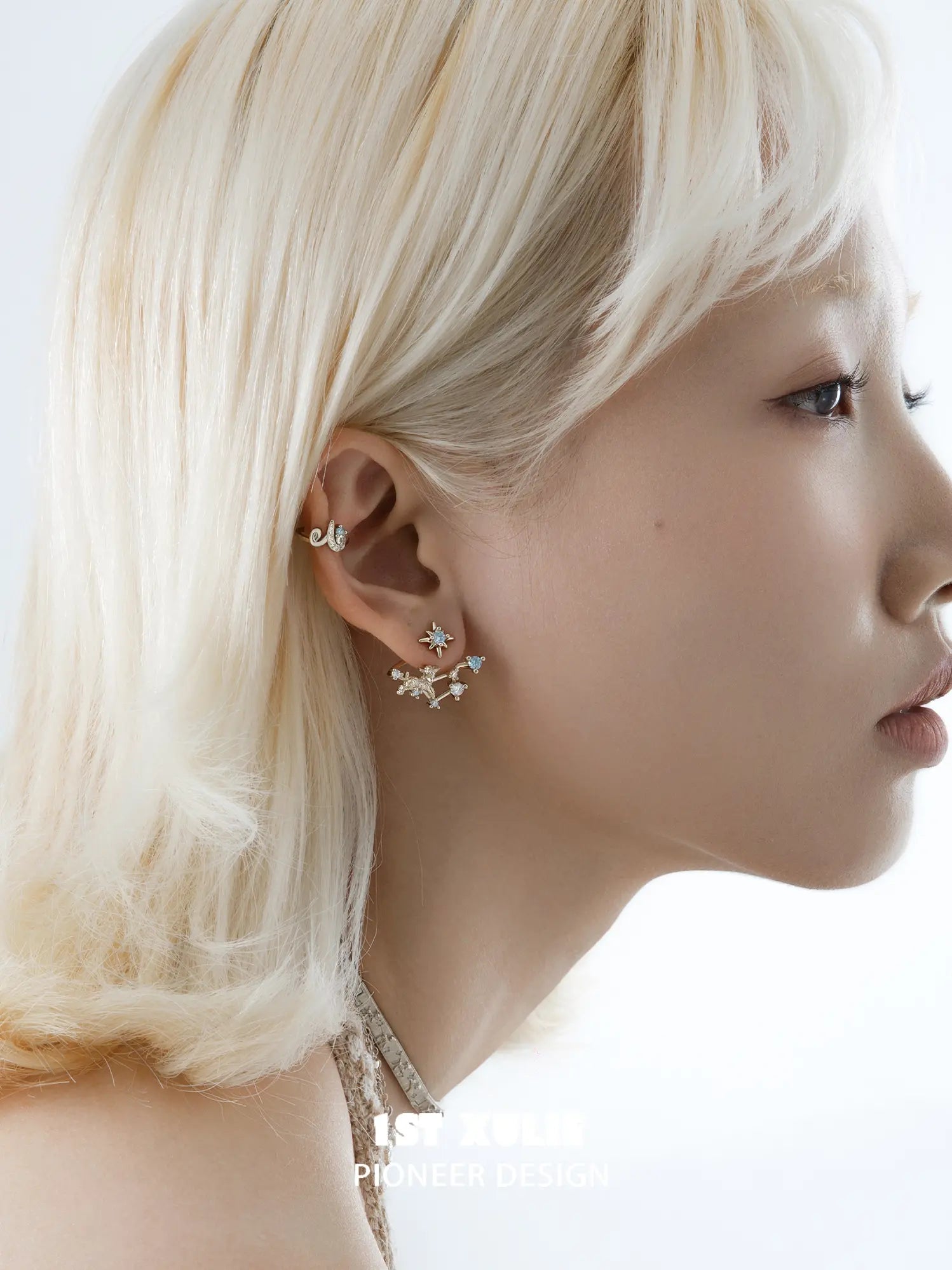 Detachable star and constellation earrings worn on the ear