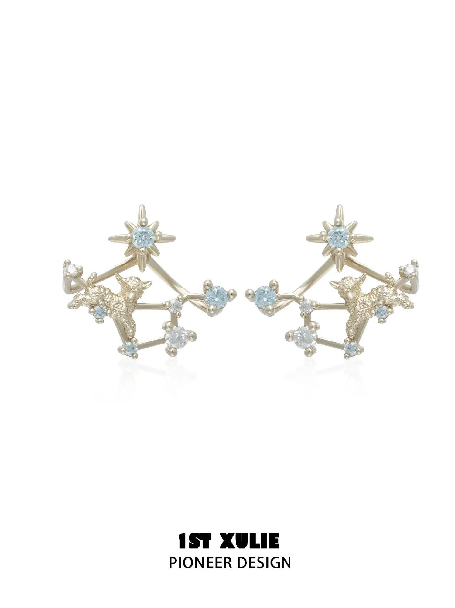 Gold-toned star earrings with detachable constellation-like lower sections