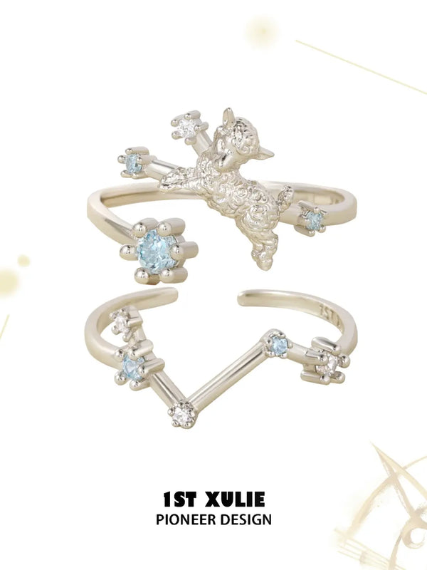 "Oracle · Aries" 925 Sterling Silver 18K Gold Plated Aries Open Ring