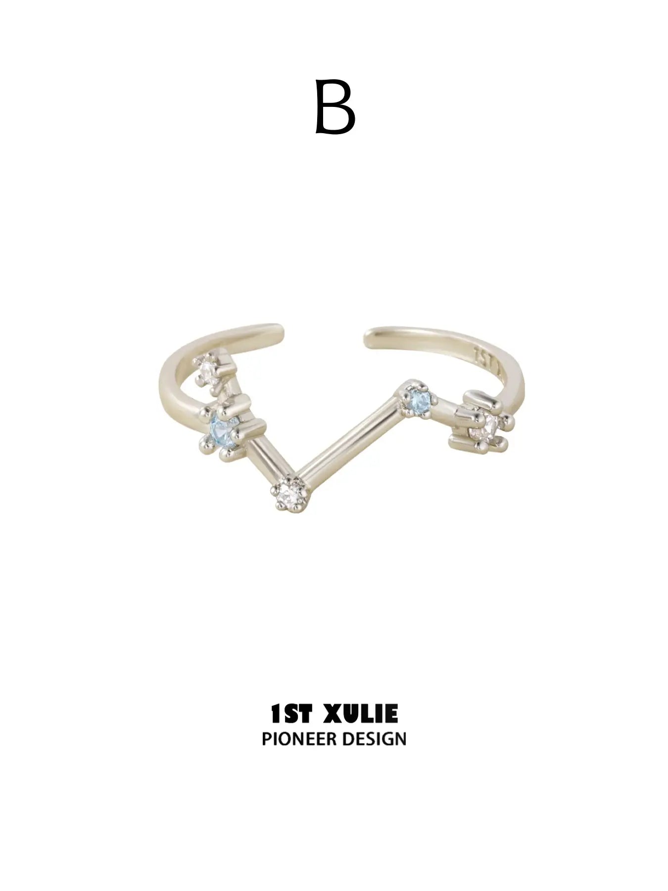 Style B fine angled constellation open ring