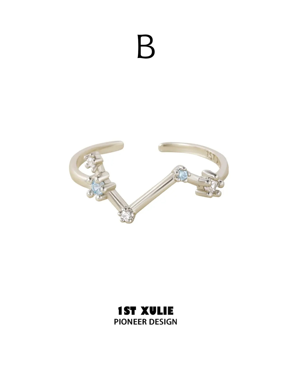 Style B fine angled constellation open ring