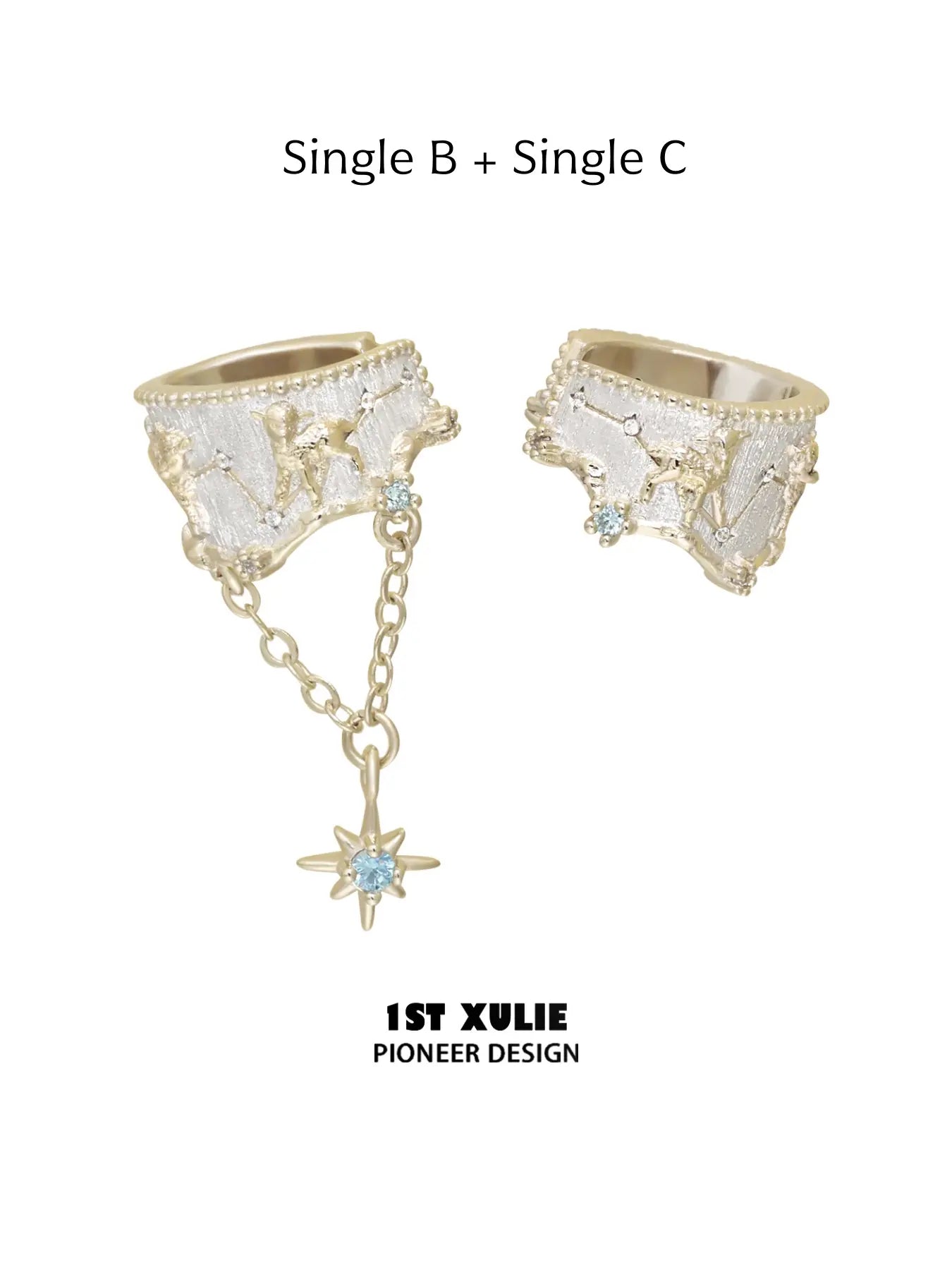 Style B and Style C celestial ear cuff combination