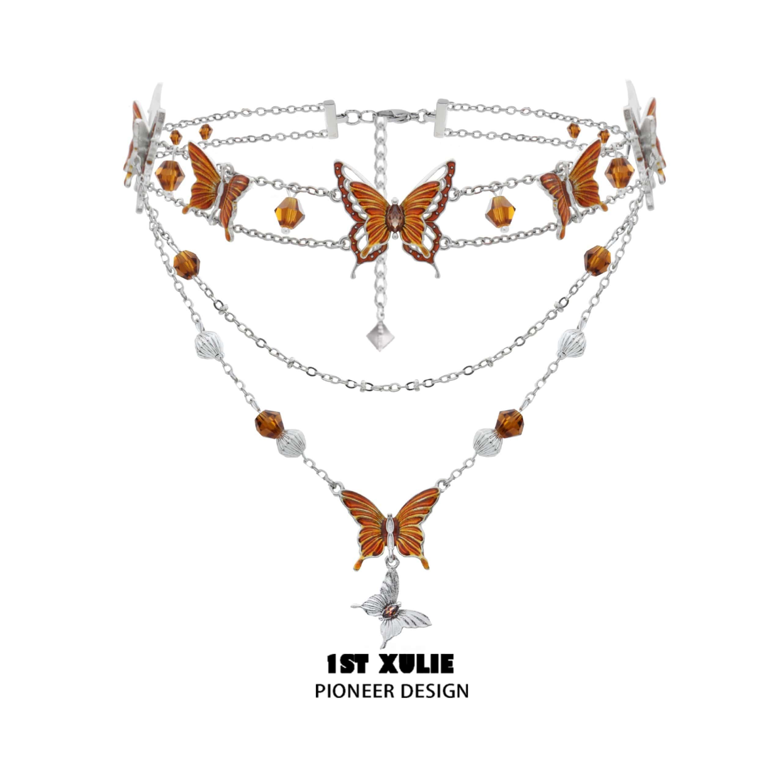 Autumn 18k Platinum Plating Butterfly Crystal Necklace™ - 1ST XULIE