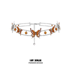 Autumn 18k Platinum Plating Butterfly Crystal Necklace™ - 1ST XULIE