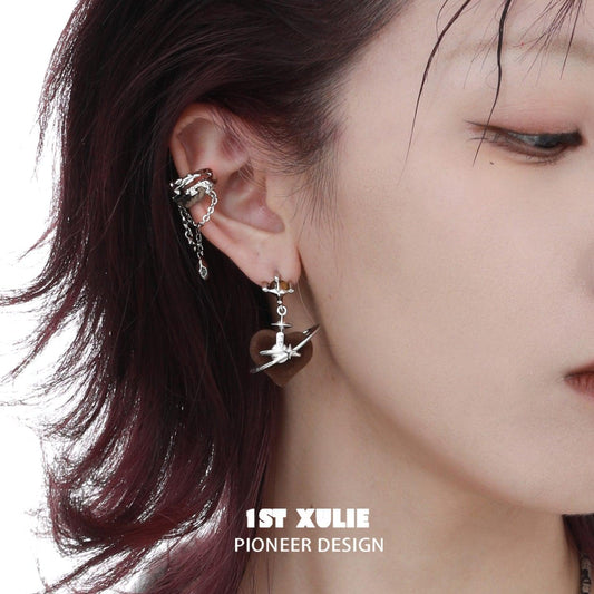 Barren Planet Flocked Tiger's Eye Earrings™ - 1ST XULIE