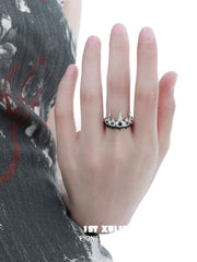 Black Mirror Sterling Silver S925 Detachable Crown Ring - 1ST XULIE