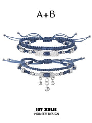 Style A and Style B blue braided bracelet set