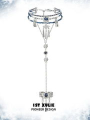 Full bracelet and ring hand chain displayed vertically