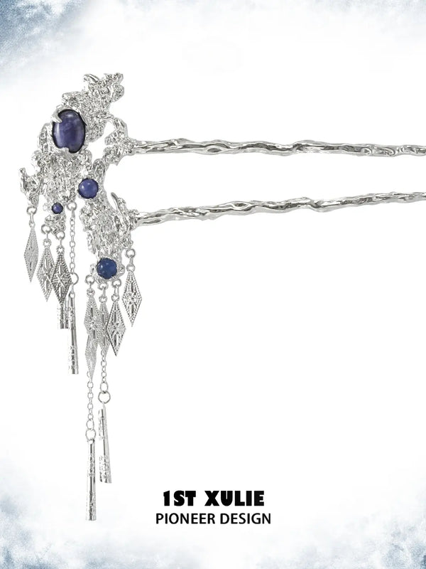 "MIAO" Blue Stone Tassel Hair Pin