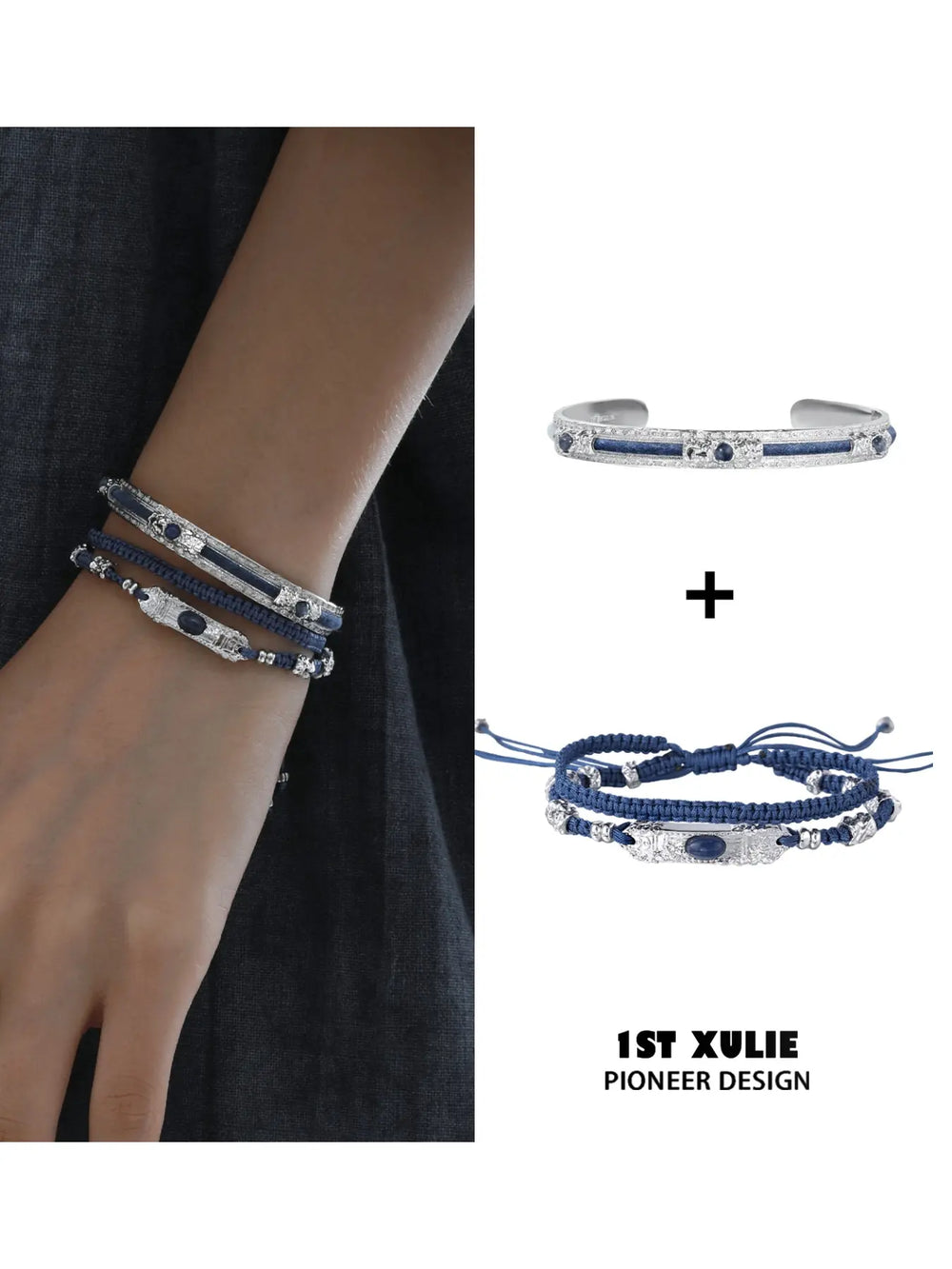 Bangle and braided bracelet combination with matching wrist styling