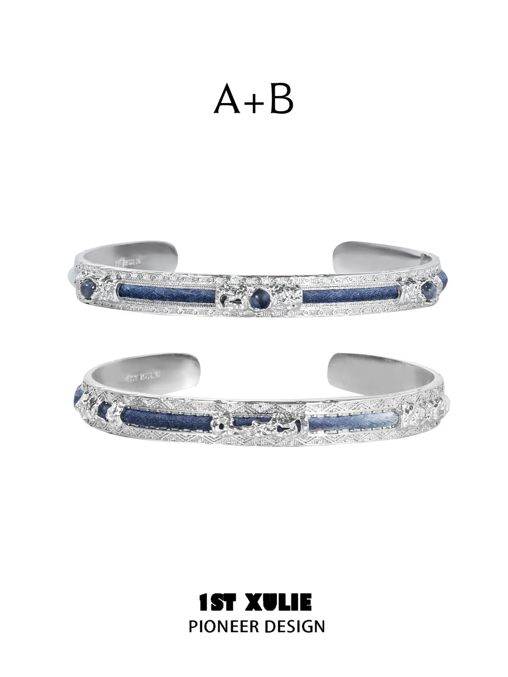 Style A and Style B blue woven bangle set