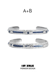 Style A and Style B blue woven bangle set