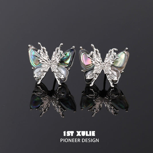 Butterfly Wasteland 18k Platinum Plated Black Shell Stud Earring™ - 1ST XULIE