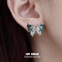 Butterfly Wasteland 18k Platinum Plated Black Shell Stud Earring™ - 1ST XULIE