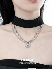 Cat Queen Y2K Double Chain 18k Platinum Plated Necklace™ - 1ST XULIE