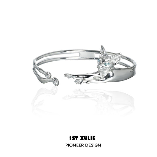 Cat's Gaze Abstract 18k Platinum Plated Cat Bracelet™ - 1ST XULIE