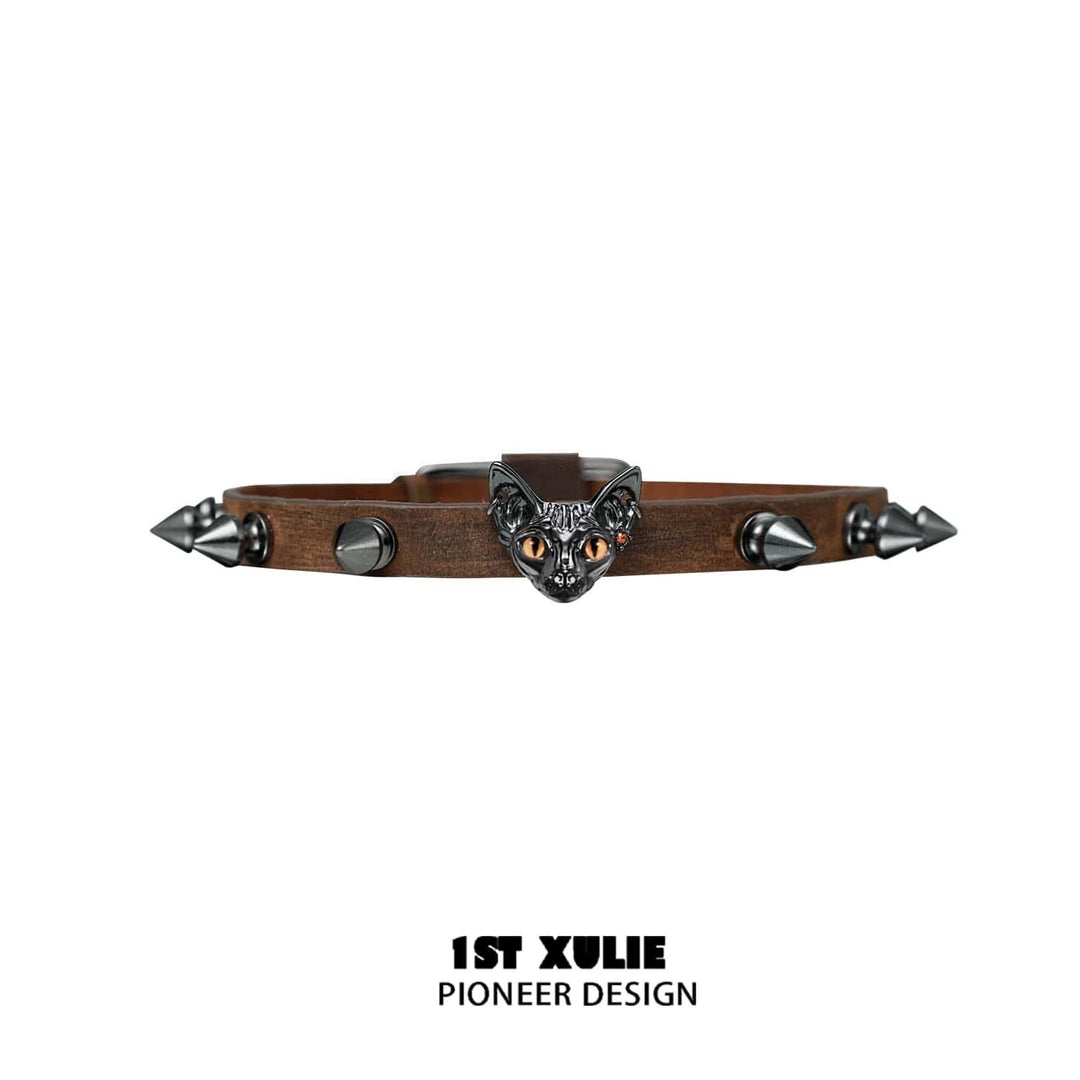 Cat's Gaze Cowhide Studded Choker™ - 1ST XULIE