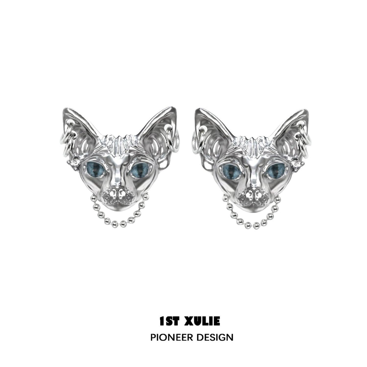 Cat's Gaze Dark Chain S925 Cat Earrings ＆ Ear Clips™ - 1ST XULIE