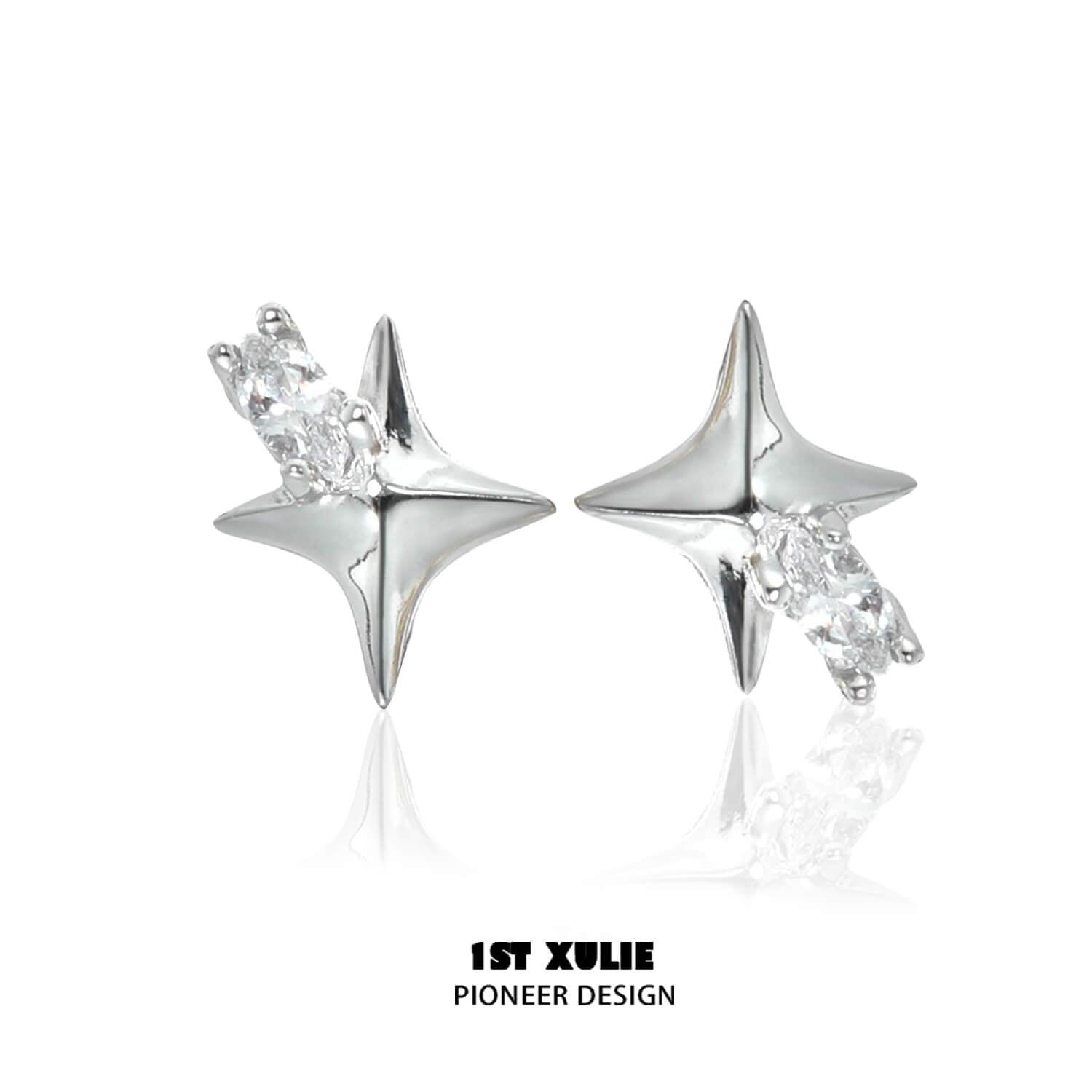 Cat's Gaze S925 Sterling Silver Star Zirconia Earrings - 1ST XULIE