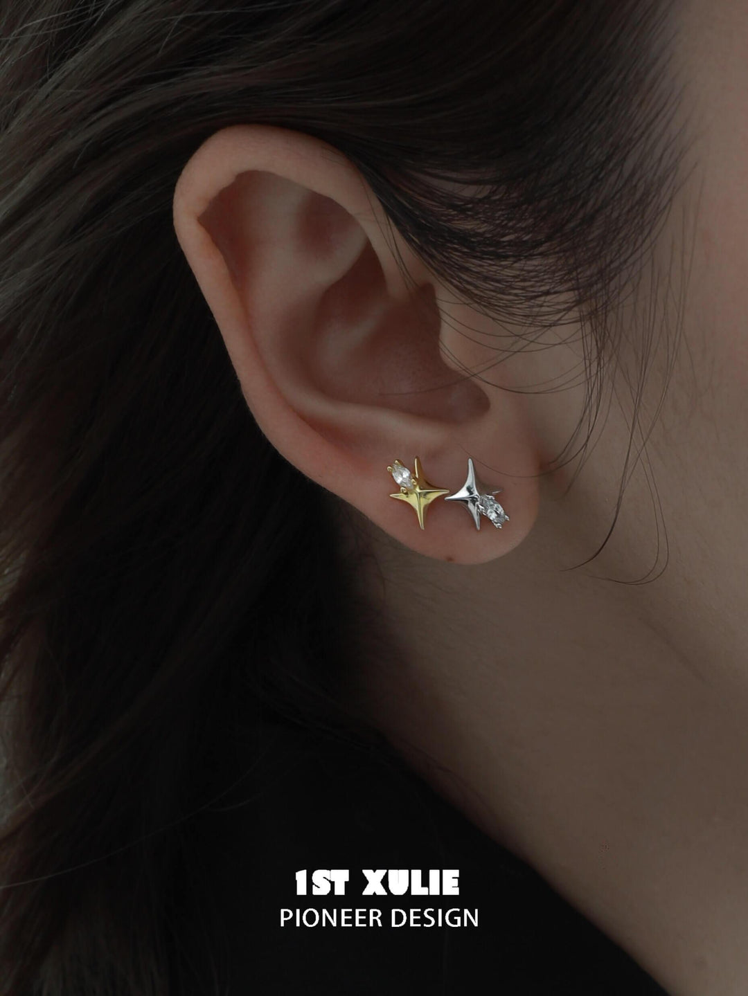 Cat's Gaze S925 Sterling Silver Star Zirconia Earrings - 1ST XULIE