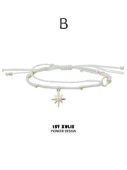 Style B white adjustable cord bracelet with a hanging star
