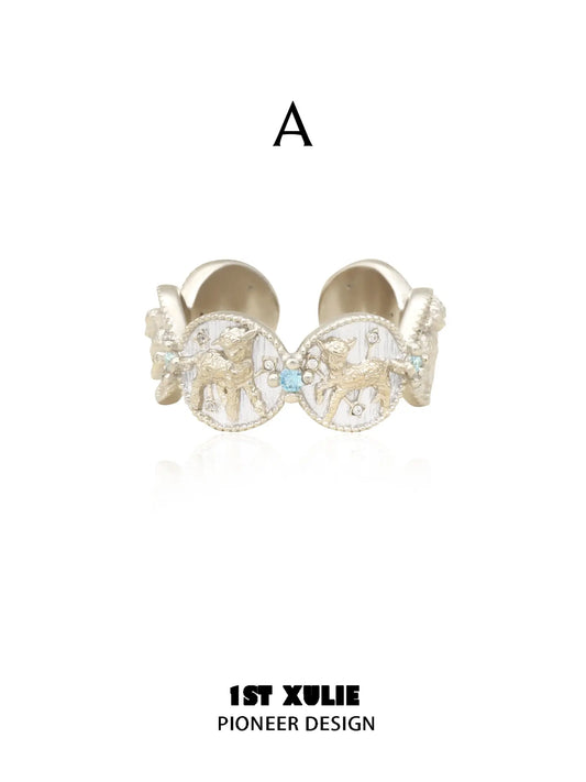 Style A double celestial medallion ring