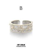 Style B patterned open band ring