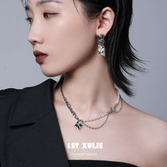 Checkerboard 18k Platinum Plated Pearl Necklace™ - 1ST XULIE