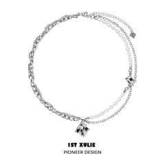 Checkerboard 18k Platinum Plated Pearl Necklace™ - 1ST XULIE