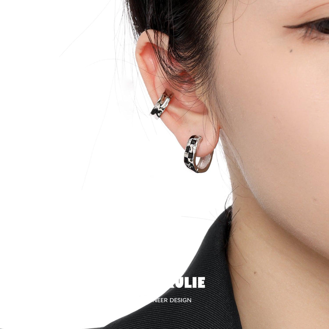 Checkerboard S925 Silver Earrings - 1ST XULIE