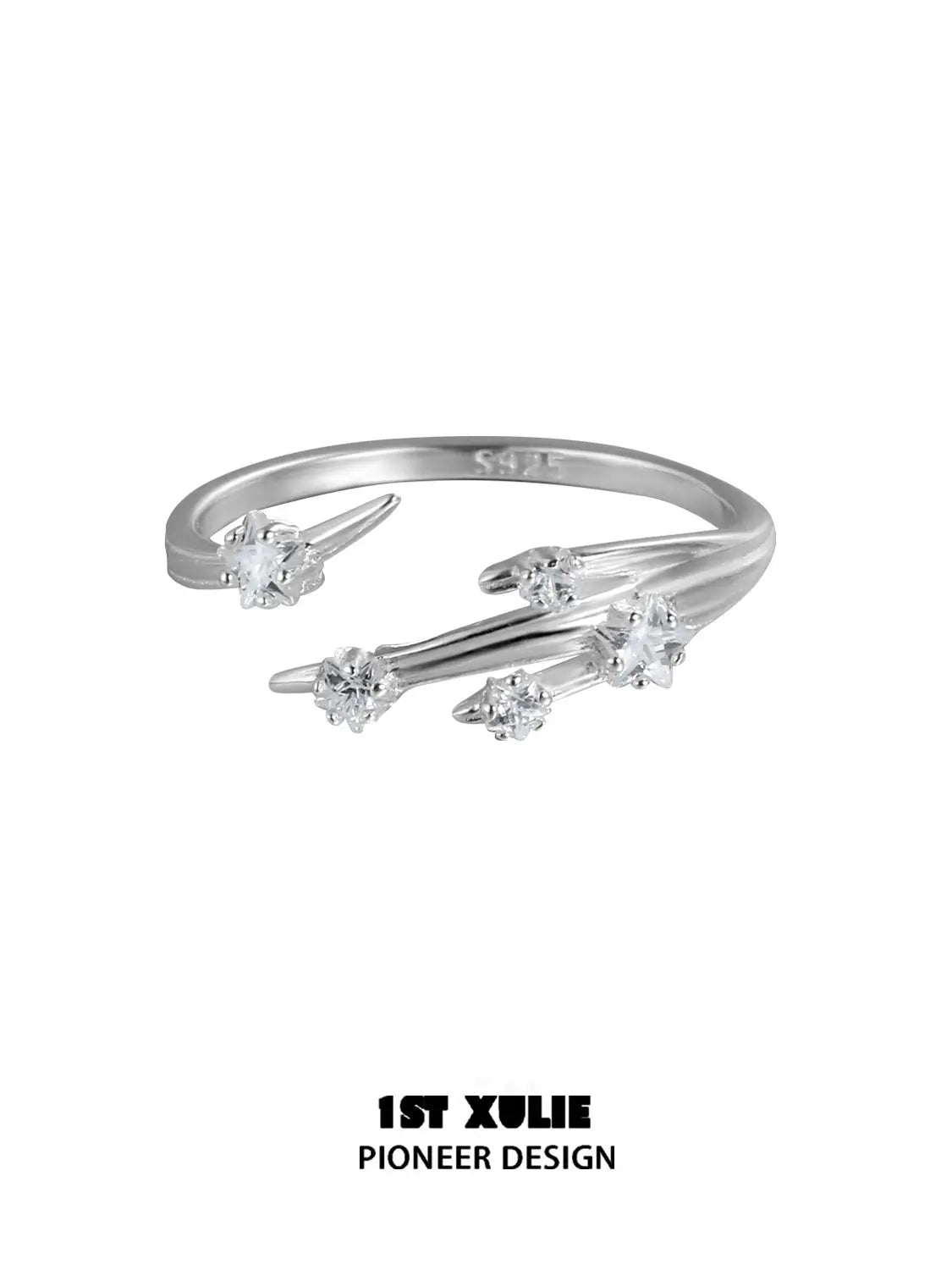"Meteor" 925 Sterling Silver Dainty Meteor Trail Stacking Adjustable Ring - Image 11
