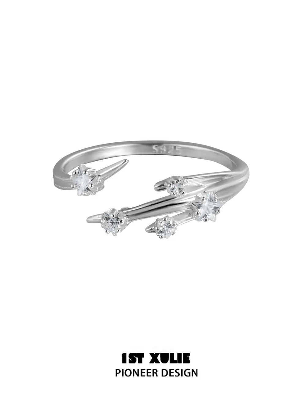 "Meteor" 925 Sterling Silver Dainty Meteor Trail Stacking Adjustable Ring - Image 11