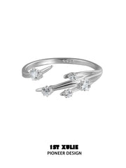 "Meteor" 925 Sterling Silver Dainty Meteor Trail Stacking Adjustable Ring - Image 11