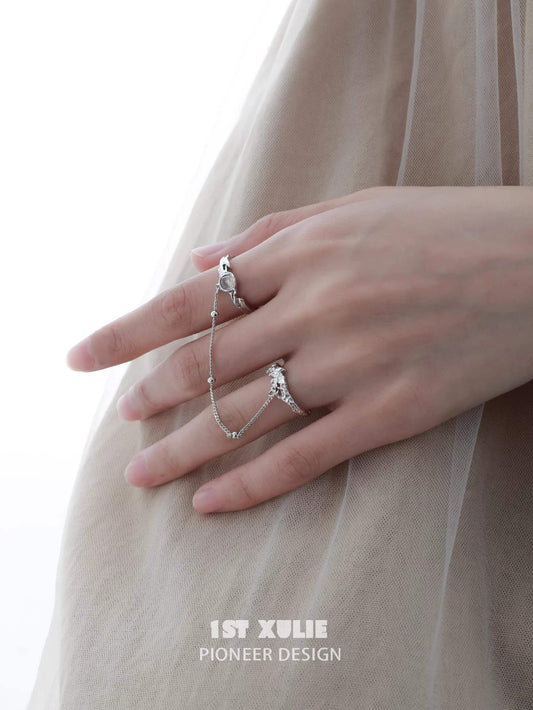 Daybreak S925 Sterling Silver White Agate Chain Ring™ - 1ST XULIE