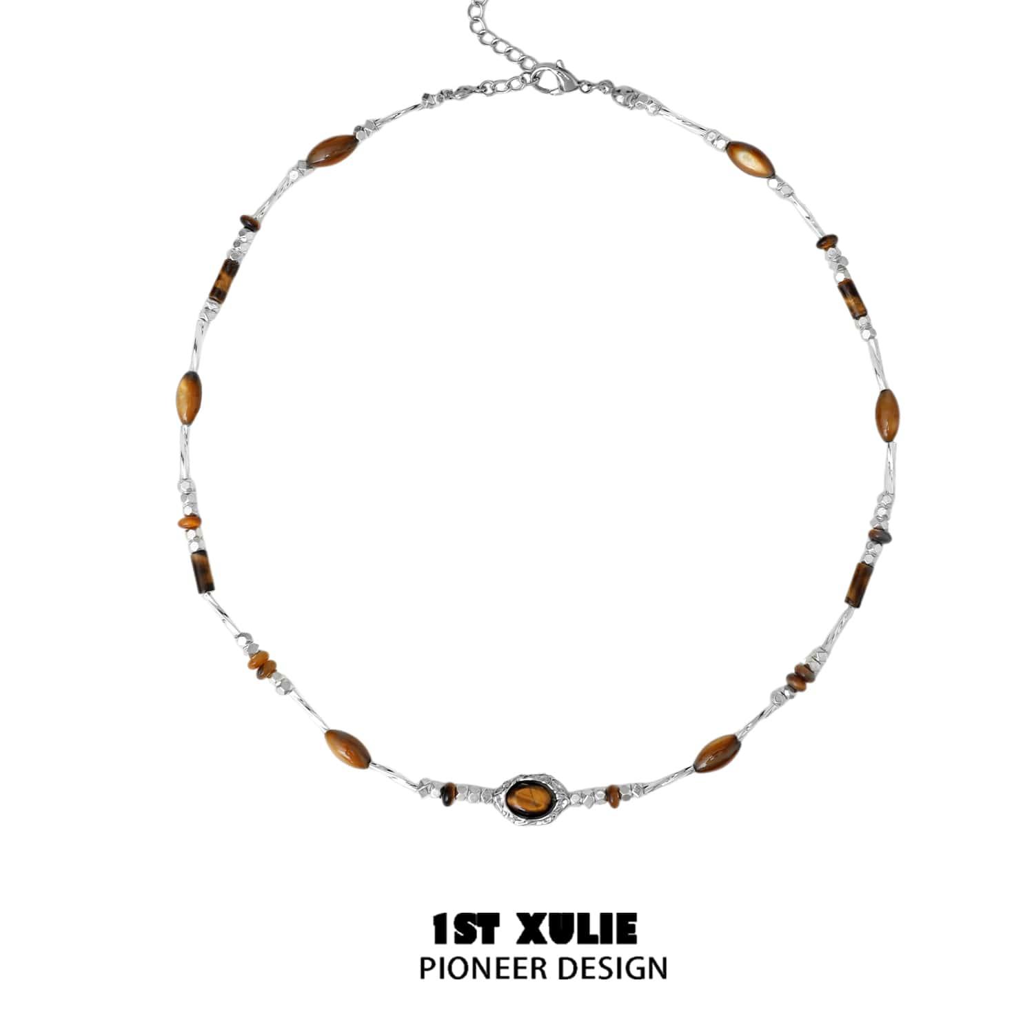 Desert Sunset S925 Tiger Eye Stone Necklace Choker™ - 1ST XULIE