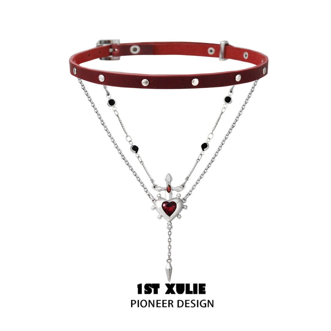 Forbidden Love 18K Platinum-Plated Detachable Cowhide Leather Choker Necklace™ - 1ST XULIE