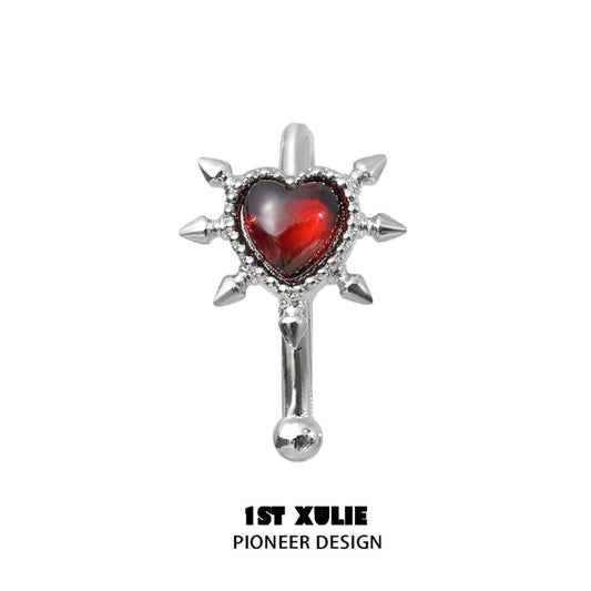 Forbidden Love S925 Sterling Silver Garnet Lip Clip＆Ear Clip™ - 1ST XULIE