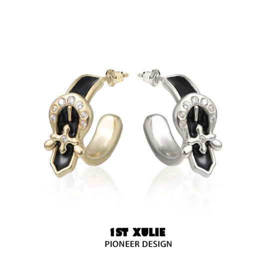 Horsesbuckle 18K Platinum-Plated Zirconia Earrings™ - 1ST XULIE