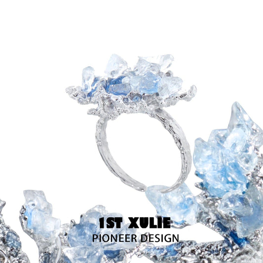 Ice Age 2023 New Crystal Sterling Silver Adjustable Opening Ring™ - 1ST XULIE