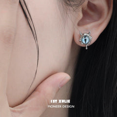 Little Demon 18k Platinum Plated S925 Earrings ＆ Ear Clips B™ - 1ST XULIE