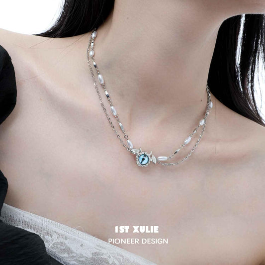 Little Demon Pendant Beaded 18k Platinum Plated Double Layers Necklace™ - 1ST XULIE