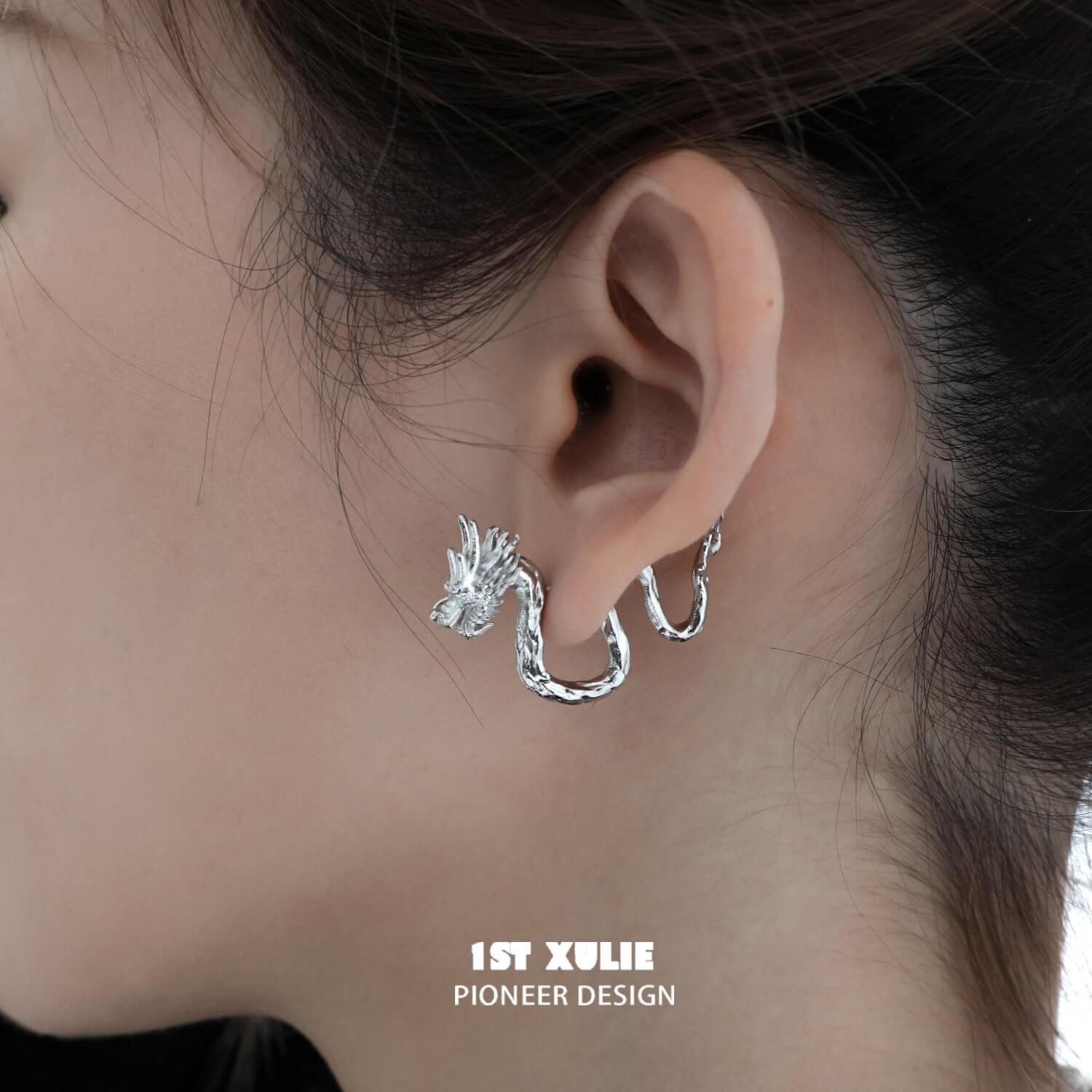 Loong 18K Platinum-Plated Cloud Loong Earrings™ - 1ST XULIE